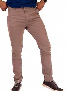 Urban Zone Jeans Men's Slim Fit Casual Twill Pants With Elastane - 卡其色 - 查看 2