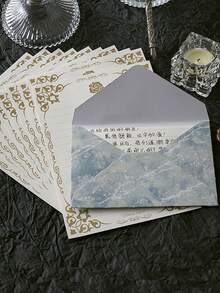 1pc Social Letter Mailing, Letterhead, Envelope - Apricot Yellow - View 7