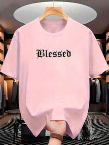 Plus Size Streetwear Angel  Unisex T-Shirt 100% Cotton Urban Shirt Casual Style Men's - 淺粉色 - 查看 3