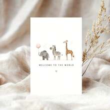 Welcome To The New Parents World Card, Adorable Watercolor Animal Design, Suitable For Grandson, Daughter, Son, Fun Party Gift For Young People's Shower Or Birthday, Interesting Illustrations, Gift Box, Souvenir - A - View 4