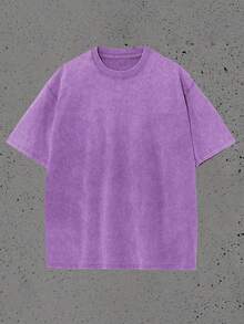Men's Plus-Size T-Shirt , Washed T-Shirt, Y2K Style, Street Style, Suitable For Shopping, Summer Regular Fit, Easter, Christmas, Thanksgiving Day. - 紫色 - 查看 3