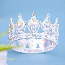 Elegant Gold-Tone Royal Style Sapphire-Look Crystal Crown - Suitable For Attending Balls - Multicolor - View 16