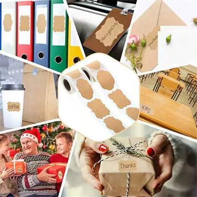 100 miếng/cuộn nhãn dán chai thủy tinh, nhãn dán tự dính đa năng dùng cho Giáng sinh, thích hợp cho mỹ phẩm, lọ thủy tinh, thực phẩm, đồ thủ công, quà tặng Giáng sinh, Chúc mừng Giáng sinh