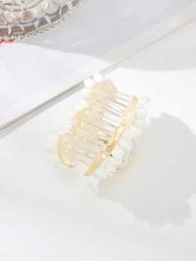 1个波西米亚雏菊发爪夹，发夹，发卡，发夹，发饰，发卡，发爪夹，学生用品，大学秋冬季发饰，女士度假装扮必备，夏季海滩度假必备 - 白色 - 查看 5