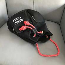 Mochila de primavera para mujer, bolso de hombro versátil con diseño de letras, bolso de hombro para hombre - Cuerda gris negra - Ver 4