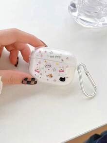 1个猫咪透明耳机保护套，适用于 Pro 3 Pro 2 3 2 1 4，可爱简约 - 粉紅色 - 查看 5