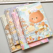 A5 Spiral Notebook 40 Sheets, Cute Bread Bear Cover, Lined Pages, Office Supplies, Student Learning Notebook, Hardcover Notebook With Foil Stamping - A5 - View 9