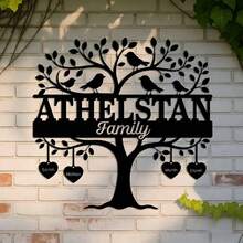 1pc Customized Family Tree Metal Wall Art - Personalized Name And Birth Date, Heart Leaf Design, Easy To Hang, Great For Wedding, Christmas, Valentine's Day, Mother's Day Gift, Home Decor - Multicolor - View 29