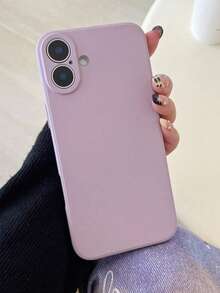 1pc Minimalist Solid Purple Shockproof Protective Phone Case, Suitable Compatible With Apple 17/17 Pro/17 Pro Max/16/16 Pro Max/15/14/13/12 Pro Max, Soft TPU Anti-Fingerprint Phone Case, Valentine's Day/Birthday Gift - Purple - View 2