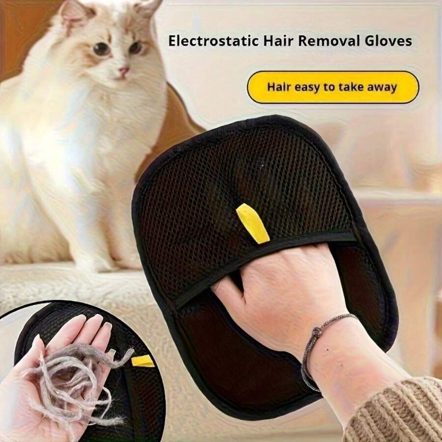 1/3pcs Manual Pet Deshedding Gloves, Double-Sided Deshedding Glove, Suitable For Cats, Dogs, Furniture And Clothing Cleaning, Static Electricity Absorption Household Cleaning Tool, Durable No Power Required - Black - View 1