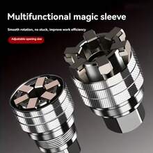 Adaptador de llave universal ajustable - Se ajusta a tuercas y pernos hexagonales de 10-19 mm, compatible con llave de torsión y taladro de accionamiento de 3/8", fácil de usar y ajustar - Talla única - Ver 2