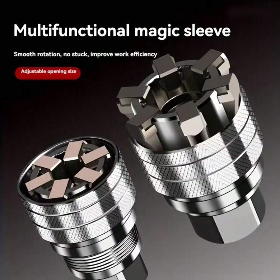 Adaptador de llave universal ajustable - Se ajusta a tuercas y pernos hexagonales de 10-19 mm, compatible con llave de torsión y taladro de accionamiento de 3/8", fácil de usar y ajustar