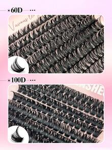 Asiteo 520Pcs D Curl Individual Lashes,60D/100D/120D/150D Mixed,Fluffy&Thick Fake Lashes, 3D Faux Mink Lashes,DIY Large Capacity Individual Eyelashes Book With Brushes And Tweezers Makeup Tool,&Daily&Dating&Party&Music Festival,Reusable,DIY Lashes Kit - D - View 3