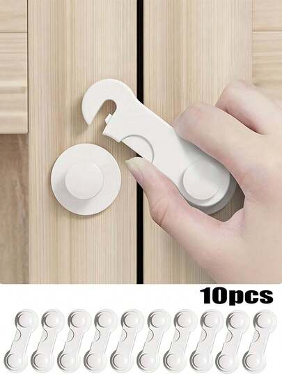 10个装儿童安全锁，适用于橱柜门、食品储藏室、衣柜、壁橱、抽屉 - 无需钻孔 - 儿童安全锁，适用于橱柜和抽屉 - 婴儿安全橱柜锁