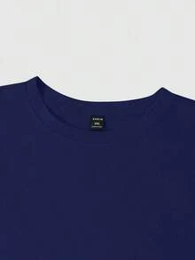Manfinity Homme Men's Plus Size Solid Color Crew Neck T-Shirt - Royal Blue - View 5