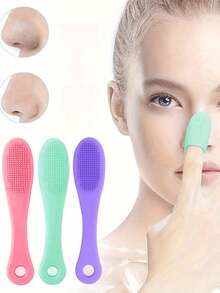 1pc Soft Silicone Nose Brush, For Cleaning, Blackhead Removal, Nostril And Facial Exfoliation - Multicolor - View 1