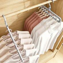 Durable And Foldable Plastic Hanger Storage Set -9-Hole Space Saving Design, Suitable For Wardrobes, Wardrobes, Homes, And Dormitories - High Quality Organizer, Durable And Flexible Storage Solution - Gray - View 3