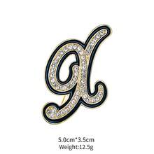 1pc Cute Zinc Alloy Rhinestone & Enamel 26 English Letter Brooch, Suitable For Women's Daily Wear - Gold and Black - View 37