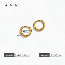 6pcs 304 Stainless Steel 18K Gold-Plated Multi-Size Round Ear Cuff Earrings DIY Charm Jewelry Earring Making Accessories Women's Stainless Steel Jewellery Earring Components - Earrings - View 11