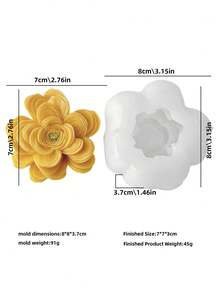 【3D牡丹硅胶模具】3D菊花硅胶模具 | 手工蜡烛、香薰、石膏、模具 | 工艺品、水泥浇注工具、情人节礼物、各种节日装饰和婚礼装饰 - 花朵模具 - 查看 10
