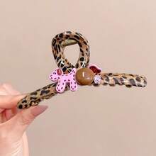 1个豹纹小狗亚克力大号发爪夹，时尚日常佩戴发饰 - 紫紅色 - 查看 4