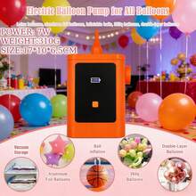 3-In-1 Multi-Function Electric Air Pump, Sports Ball Pump, Portable & Easy To Operate, USB Rechargeable, Fast Inflation Speed, 260Q Balloon Pump, Electric Balloon Pump, Electric Air Pump, Basketball, Volleyball, Rugby, Home Vacuum Pump - Orange - View 8