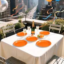 7-Inch + 9-Inch Luxury Orange Round Paper Plate Set, Wedding Dessert & Main Course Serving Platter, Birthday Party Cake Plate, Anniversary Banquet Serving Tray, Business Tea Break Buffet Plate, Holiday Gathering Dining Plate, Steak & Pasta Plate, Afternoon Tea Snack Plate, Elegant Orange Texture Dinnerware - Orange - View 5