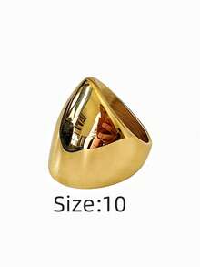 1枚简约优雅法式时尚316不锈钢18K镀金真空涂层戒指，经久耐用，防水防过敏，适合日常、旅行和度假佩戴。 - 光面長女士戒指 - 查看 15