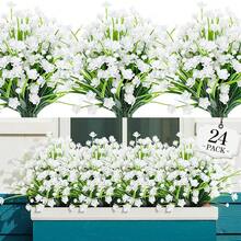 1/2/3/4/5/6/7/8/9/10pcs Outdoor UV-Resistant Fade-Proof Artificial Plastic Fake Flowers Decor, Balcony Window Box Garden Decoration - White - View 5