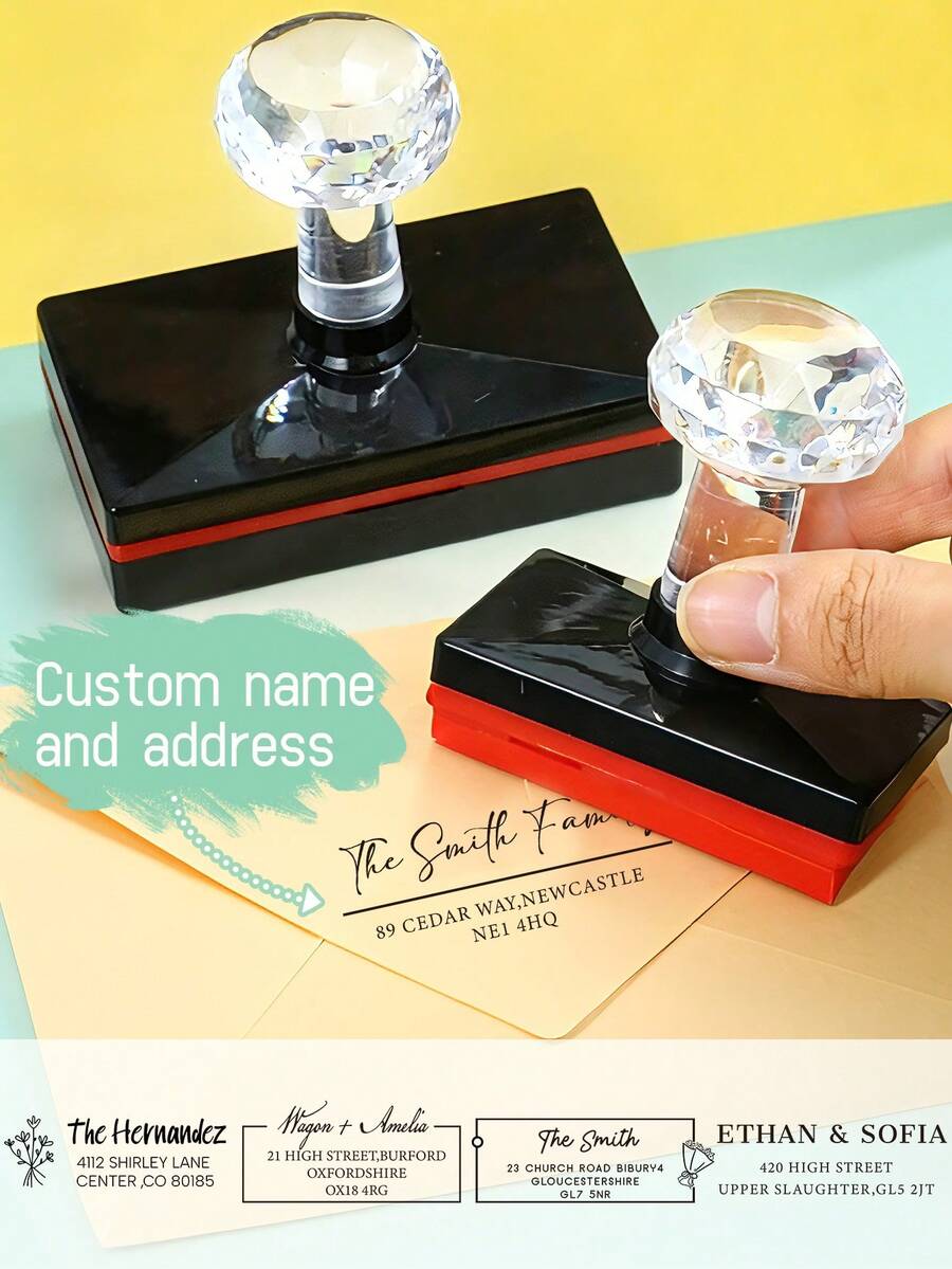 Customized Stamp, Wedding Stamp, Personalized Name Stamp, Customized Address Stamp, Large Square Personalized Paper Bag Sealing Stamp, Customizable Signature Stamp, Christmas, Christmas Gift, Bride And Groom, Party, Reusable, Envelope, Backpack, Gift Packaging - Style a - View 1