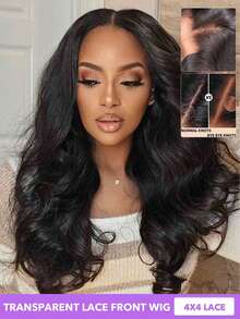 Bleached Knots 24 Inch Body Wave Human Hair Front Wigs Pre Plucked With Baby Hair 4x4 Lace Wear And Go Glueless Wigs Real Human Hair 150% Density Loose Body Lace Front Wigs Human Hair Wigs For Women No Glue Lace Front Closure Ready To Wear Wigs 8-26 28 30 Inch Natural Black #1B - Natural Black - View 11