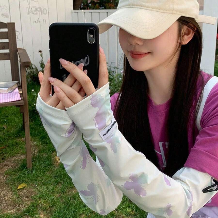 Summer Cute Dopamine Butterfly UV Protection Arm Sleeves, Essential For Cycling And Driving With Sunscreen Function - Multicolor - View 1