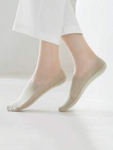 5 Pairs Women's Breathable Silicone Non-Slip Ultra-Thin Elastic Ice Silk Low-Cut Invisible Socks, High Quality, Spring/Summer - Multicolor - View 6