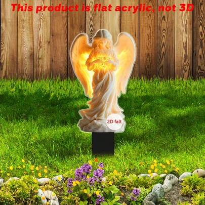 卡通天使祈祷仙女2D亚克力户外花园草坪插牌装饰