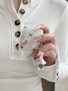 1pc 3D Cat Ear Bluetooth Earphone Case, Cute Paw Print Puppy, Compatible With Airpods 4/Pro 3, Full Protection, Girly Accessory - Multicolor - View 9