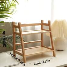 1 pieza Organizador de escritorio de bambú de 2 niveles, estantería vertical, estantería de almacenamiento multifuncional para encimera, estantería para especias de gran capacidad para la cocina, soporte para tazas de té y tazas de café, estantería de exhibición, estantería de decoración del hogar - Estantería de almacenamiento de estilo rústico, tratamiento de superficie de madera natural, puede almacenar artículos de cocina, cosméticos, bocadillos, plantas en maceta y organizador de escritorio - Multicolor - Ver 9