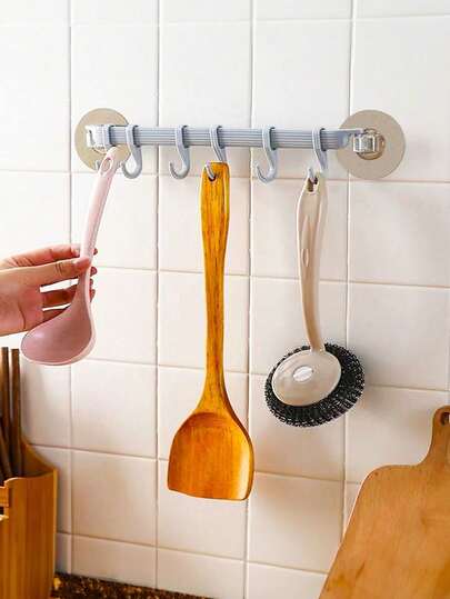 1/2 Set Bathroom Toilet Storage Rack, Suction Cup Hooks Rack, Dedicated Corner Hanging Rack, 6pcs Kitchen Hooks, Bathroom Hooks, Corner Hooks, Slotless Hooks, Hat Hooks, Towel Hooks, Miscellaneous Storage Hooks, Bathroom Storage Rack Bathroom Accessories