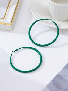 Retro Fashion Sprayed Green Hoop Earrings, Versatile Jewelry Design Gift For Women - Green - View 2