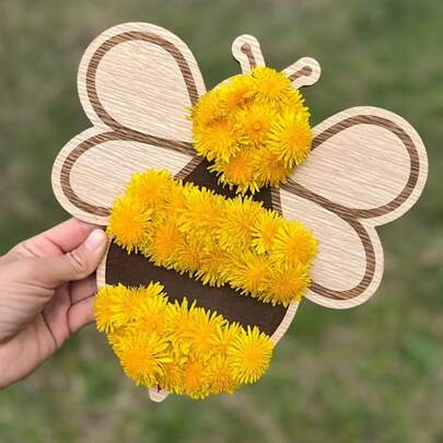 2D Printed 1pc Wooden Butterfly Flower Stand, Outdoor Spring/Summer Toy, Outdoor Family Gathering Interactive Floral Craft