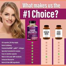 24-In-1 Advanced Hair Growth Vitamins | Biotin 10,000mcg, Collagen, Patented OptiMSM, GoMCT, Saw Palmetto | Naturally Regrow Stronger & Healthier Hair, Skin And Nails | Stops Hair Loss | 60 Day Supply - 80克 - 查看 7