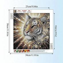 5D钻石画套装 - 老虎主题，不对称形状钻石，DIY抽象艺术，含配件的帆布墙饰 - 查看 2