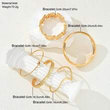 12pcs Vintage Minimalist Bracelets, Fashion Mixed Stacking Open Bangle Bracelet Set - Gold - View 5