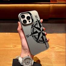Travel 1pc Black Compass Design Minimalist Full Coverage TPU Shockproof Phone Case Compatible With Apple 17, 16, 15, 14, 13, 12, 11 Pro Max, Air - Multicolor - View 3
