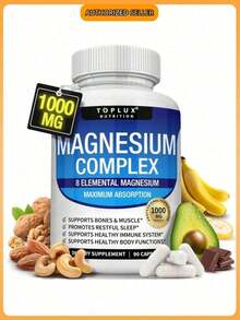 Selling Fast!Sinpuyle Toplux Magnesium Complex 1000mg – 8 Forms Of Elemental Magnesium (Glycinate, Citrate, Malate, Taurate & More) – Muscle, Bone, Sleep & Energy Support – Vegan, Non-GMO – 90 Capsules. Women's Health. - 1瓶 - 查看 9