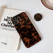 Tortoise Shell Vintage Amber Color Niche Elegant Phone Case With Stand, Suitable For IPhone 17 Pro Max/17 Air/ 16 Pro Max, Apple 15 New 14/13 Full Coverage Soft Case Anti-Drop 16 Pro Protective Cover 12 - 深棕色 - 查看 6
