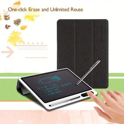 LCD Writing Tablet With Protective Case, Portable Handwriting Board, Home Use Reusable Electronic Memo Pad, CR2025 Battery Powered, Black, Christmas Gift