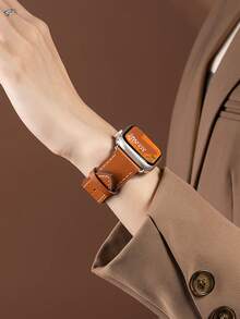 1 dây đeo đồng hồ bằng da thật màu nâu unisex, tương thích với Apple Watch 38mm 40mm 41mm 42mm 44mm 45mm 46mm 49mm, dây đeo da cổ điển tương thích với Apple Watch Series 11 SE3 10 9 8 7 6 5 4 3 2 1 Ultra3/2/1, phụ kiện đồng hồ thông minh cho , phù hợp để đeo hàng ngày, món quà tuyệt vời cho bạn bè, gia đình, Giáng sinh, sinh nhật. - màu nâu - Xem 2