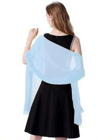 Women Transparent Chiffon Shawl Elegant Soft Silky Breathable Lightweight Wedding Accessory Bridesmaid Evening Dress Wrap - 黑色 - 查看 4