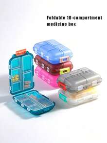 1 hộp đựng thuốc nhỏ 10 ngăn, hộp đựng thuốc du lịch hàng tuần, hộp đựng thuốc bỏ túi di động bằng nhựa. - Nhiều màu - Xem 2
