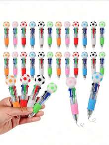 Creative Football Themed 4-Color Ballpoint Pen, Mini Portable Cute Neutral Pen - One Size Fits All - View 4